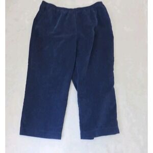 Alfred Dunner Women Blue Elastic Waist Pleated Corduroy Crop Pant Plus Size 20W